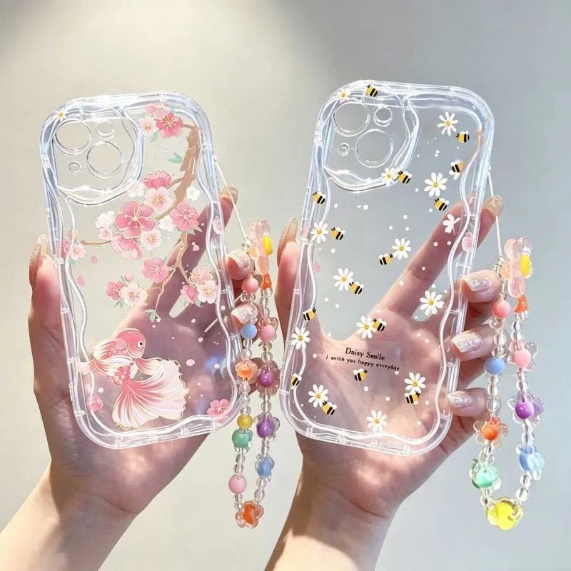 Cute Cartoon Wrist Strap Silicone Case - Étui avec bracelet pour Motorola EDGE