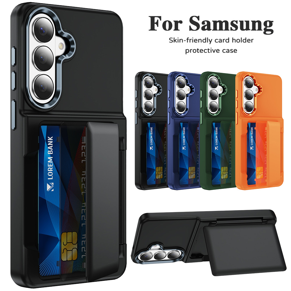 Leather Wallet Card Holder Phone Cover - Étui Portefeuille pour Téléphone avec Support