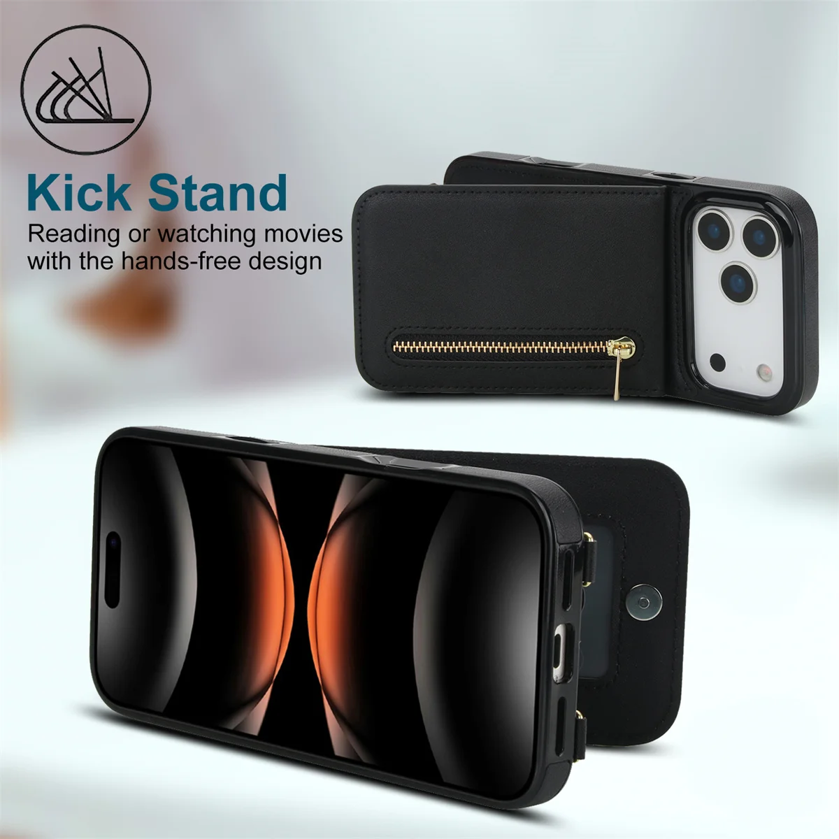 Étui portefeuille en cuir avec - Leather Wallet Card Holder Phone Cover avis et prix