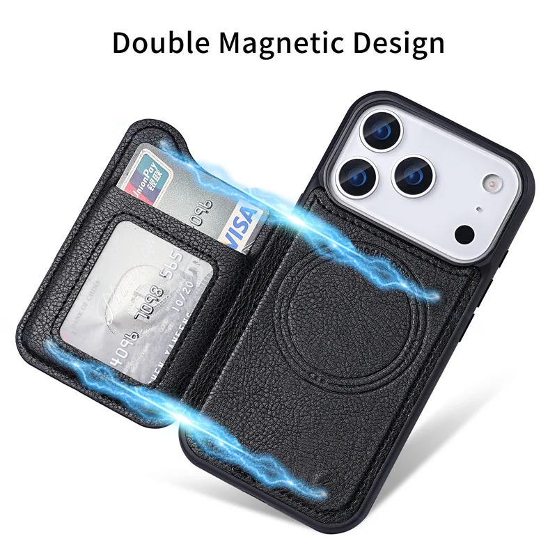 Étui de téléphone en cuir magn - Leather Wallet Card Holder Phone Cover avis et prix
