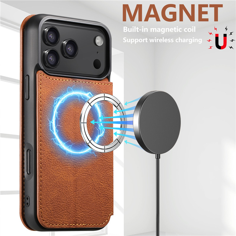 Portefeuille en cuir rétro à r - Leather Wallet Card Holder Phone Cover avis et prix