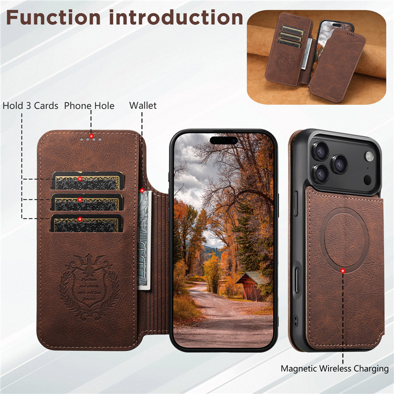 Portefeuille en cuir rétro à r - Leather Wallet Card Holder Phone Cover avis et prix