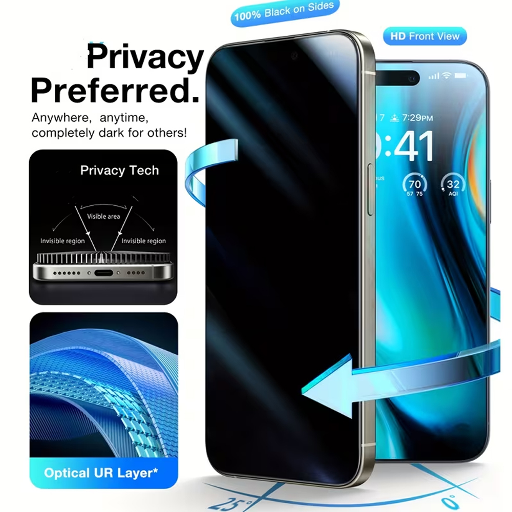 1-5PCS Verre trempé anti-espio - Anti Peek Privacy Tempered Glass avis et prix